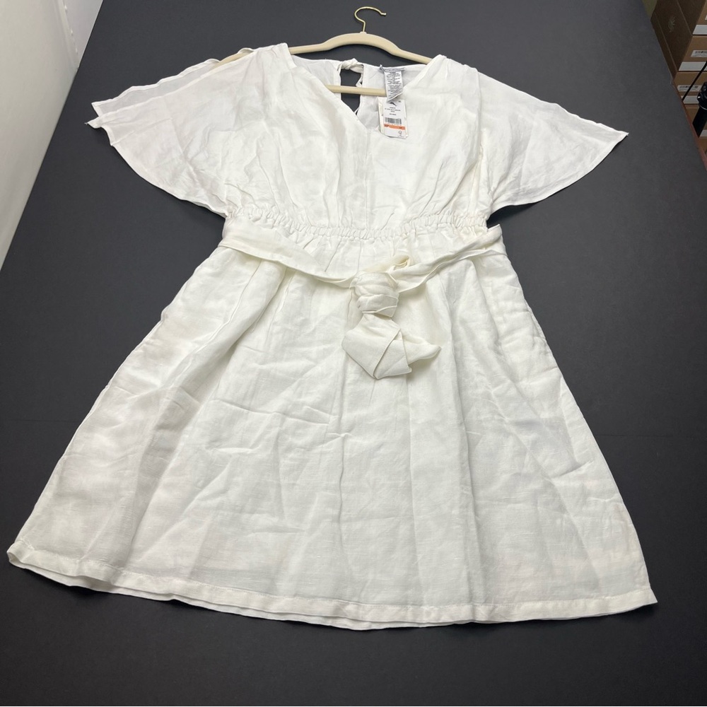 Tommy Bahama St. Lucia Linen-Blend Split-Shoulder Dress White SZ Small NEW *FLAW